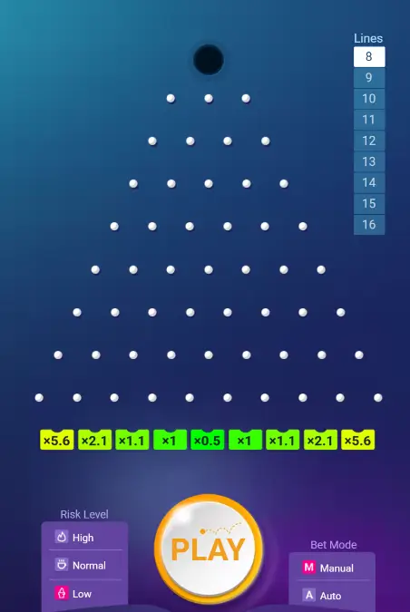 Plinko 1win APK interface